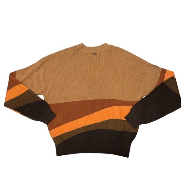 Prana Desert Road knit crew neck sweater Sz S fall pullover orange brown - Picture 3 of 9